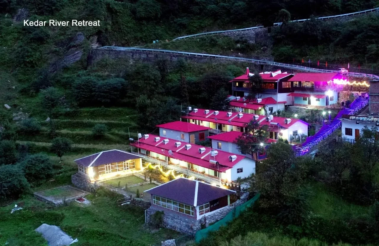 Kedar River Retreat Sitapur [Hotel Full View At Night]